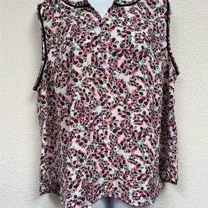Women's Talbots XL Sleeveless Printed Top - Pink and Black